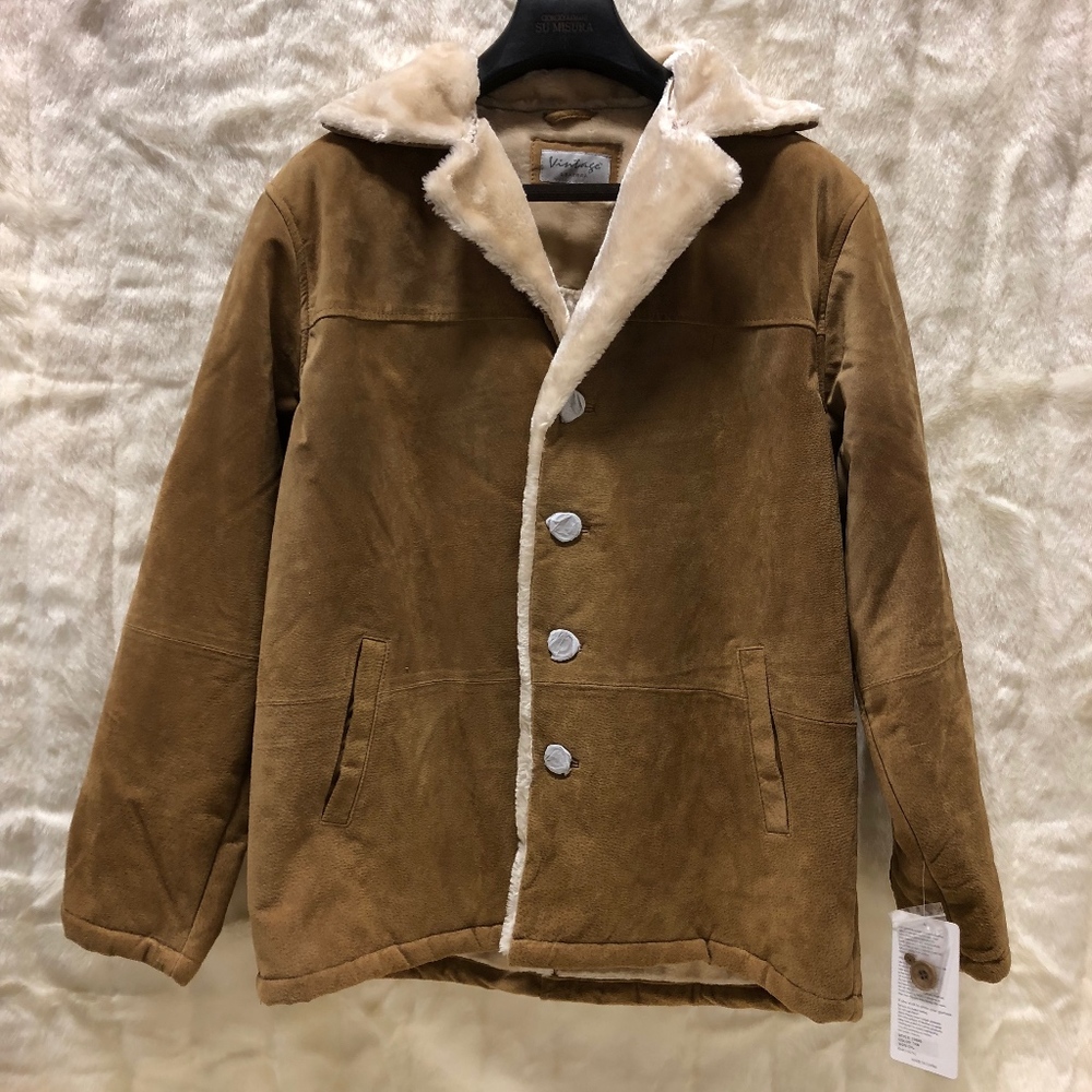 Mens XXL Vintage Leather Tan Jacket